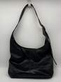 Authentic Womens Black Leather Adjustable Strap Inner Pockets Hobo Bag image number 2