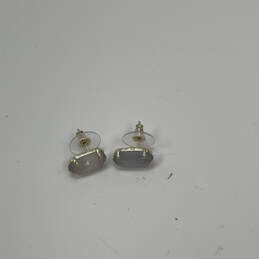 Designer Kendra Scott Gold-Tone Betty Silver Studs Earrings With Dust Bag