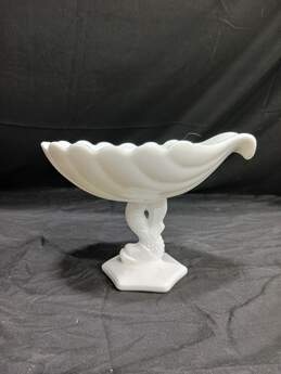 Vintage Westmoreland Foo Dolphin Compote Milk Glass Bowl alternative image