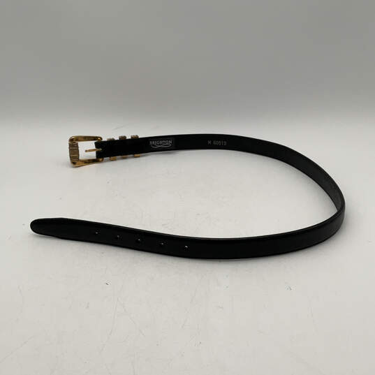 Womens Black Leather Adjustable Single Tongue Buckle Waist Belt Size M image number 2