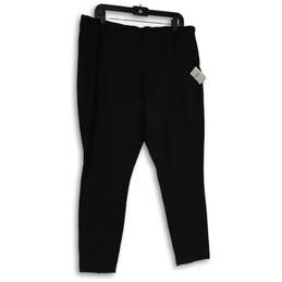 NWT Womens Black Flat Front Slash Pocket Pull-On Ankle Pants Size 18