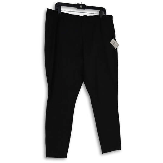 NWT Womens Black Flat Front Slash Pocket Pull-On Ankle Pants Size 18 image number 1