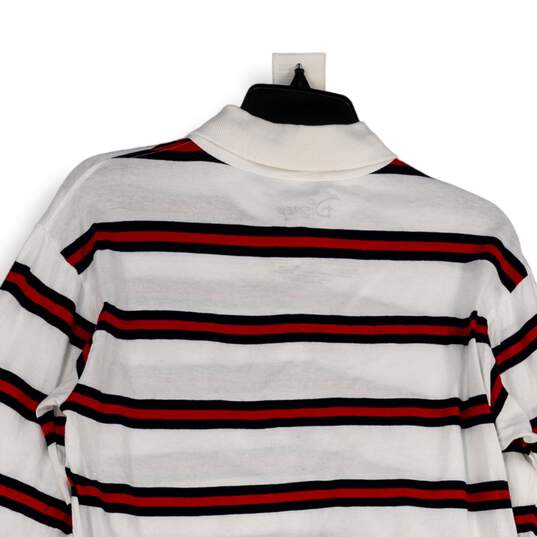 Womens Multicolor Striped Mickey Mouse Long Sleeve Cropped Polo Shirt Sz S image number 4