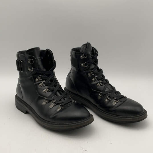 Mens GMRUSE-C Black Leather Round Toe Lace Up Ankle Combat Boots Size 10 image number 1