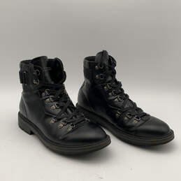 Mens GMRUSE-C Black Leather Round Toe Lace Up Ankle Combat Boots Size 10