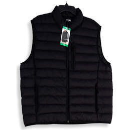 NWT Mens Black Mock Neck Sleeveless Full-Zip Puffer Vest Size X-Large