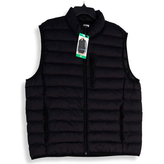 NWT Mens Black Mock Neck Sleeveless Full-Zip Puffer Vest Size X-Large image number 1