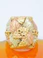 10K Yellow & Rose Gold Grapes Etched Leaves & Vines Cluster Statement Ring For Repair 11.2g image number 1
