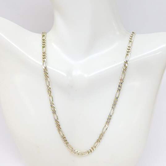 Artisan 925 Figaro Stamped Textured Herringbone & Omega Collar Chain Necklaces image number 2