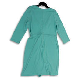 NWT Womens Blue Long Sleeve Surplice Neck Knee Length Wrap Dress Size L alternative image