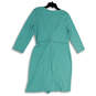NWT Womens Blue Long Sleeve Surplice Neck Knee Length Wrap Dress Size L image number 2