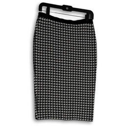 Womens Black White Herringbone Flat Front Straight And Pencil Skirt Size S alternative image