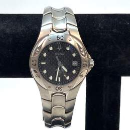Designer Bulova Silver-Tone Marine Star Round Analog Quartz Bracelet Wristwatch