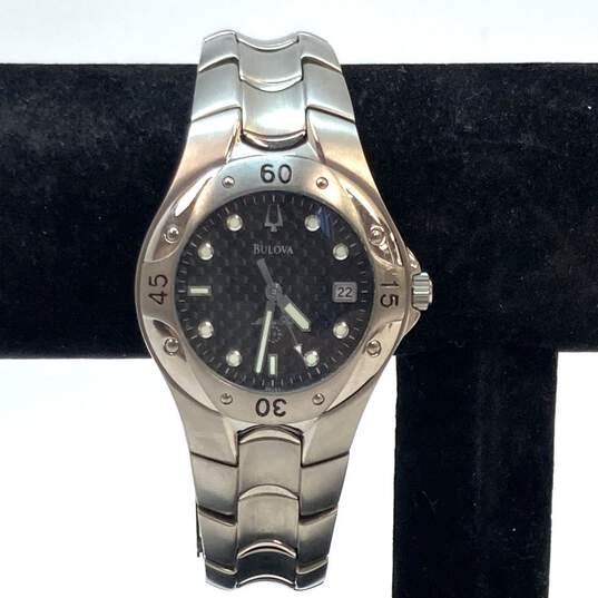 Designer Bulova Silver-Tone Marine Star Round Analog Quartz Bracelet Wristwatch image number 1