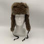 Womens Brown Rabbit Fur Adjustable Ear Flap Winter Trapper Hat Size Large image number 1