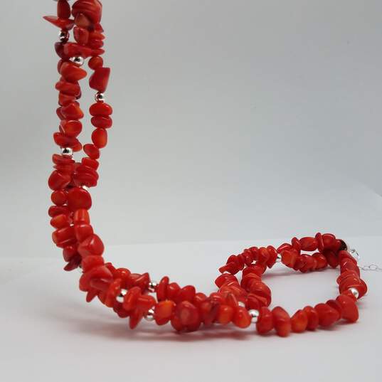 Metal Coral Nugget Triple 3 Strand 15 1/2 Inch Necklace 91.3g image number 6