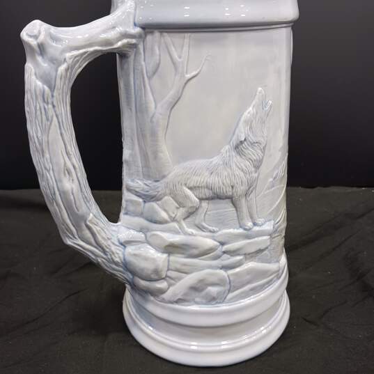 Howling Wolf Ceramic Stein 17.25" Tall image number 4