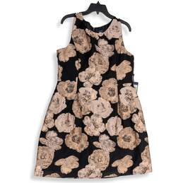 NWT Tommy Hilfiger Womens Black Pink Floral Sleeveless A-Line Dress Size 14
