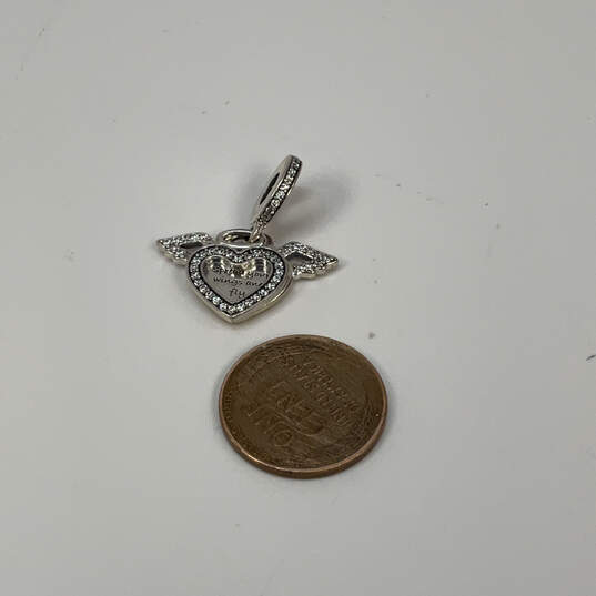 Designer Pandora S925 ALE Sterling Silver Heart & Angel Wings Beaded Charm image number 3