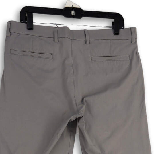 Mens Gray Flat Front Slash Pocket Straight Leg Chino Pants Size 34x30 image number 4