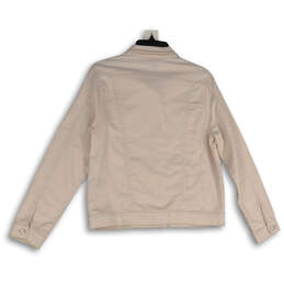 NWT Womens Pink Denim Spread Collar Flap Pocket Button Front Jacket Size M alternative image