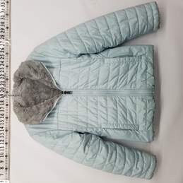 Kids Northface Jacket Faux Fur Lined Baby Blue Puffer