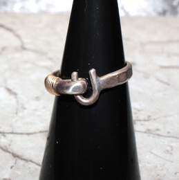 Artisan Sonya Signed Sterling Silver Gold Accent Ring Size 5.75 - 3.0g alternative image