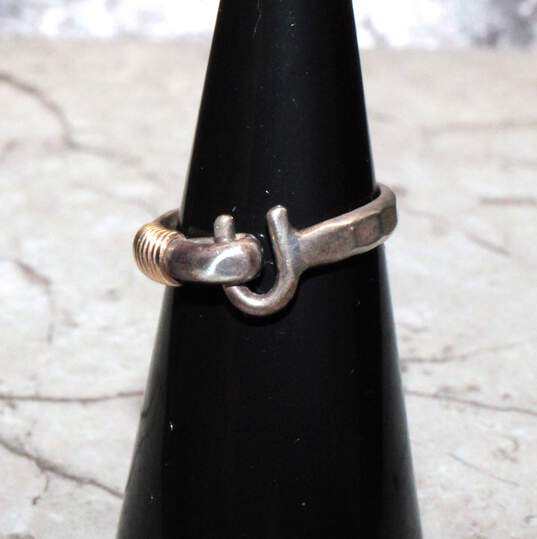Artisan Sonya Signed Sterling Silver Gold Accent Ring Size 5.75 - 3.0g image number 2