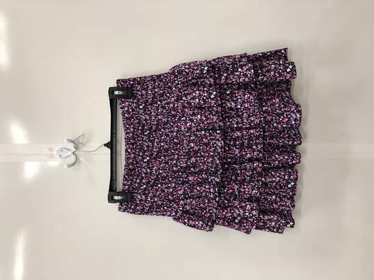 Multi Purple Floral Elastic Waist Skirt SZ S image number 2