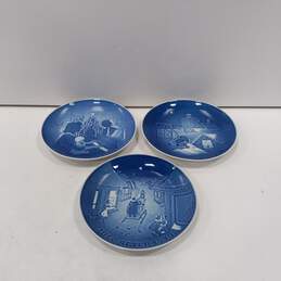 3 Vintage Copenhagen Porcelain Christmas Collector Plates