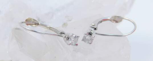 14K White Gold 0.16 CTTW Diamond Lever Back Earrings 0.8g image number 1