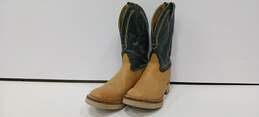 Toni Lama Women's Beige and Green Leather Cowboy Boots Size 7