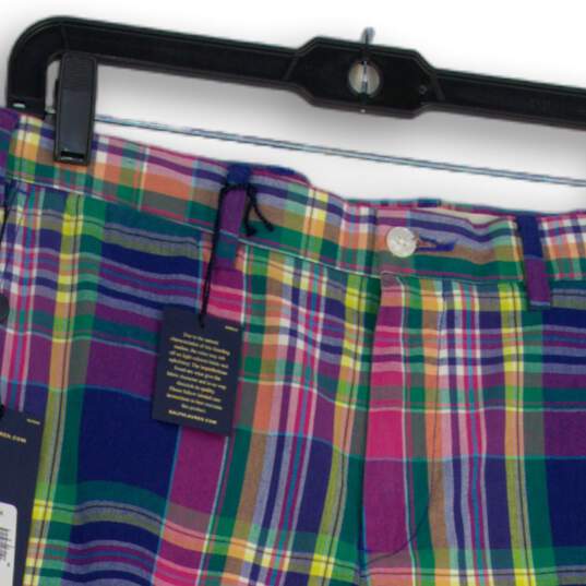 NWT Mens Multicolor Plaid Flat Front Slash Pockets Chino Shorts Size 30 image number 3