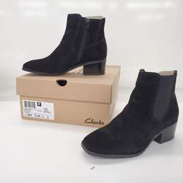 Clarks Women's 'Amser West' Black Suede Block Heel Booties Size 7.5