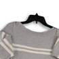 Womens Gray Striped Long Sleeve Round Neck Pullover Sweater Size Small image number 4