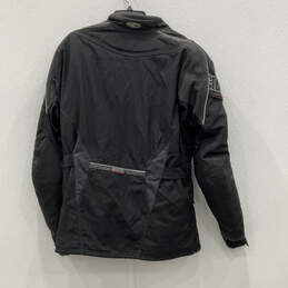 Mens Black Long Sleeve Pockets Bleted Full-Zip Motorcycle Jacket Size 3XL alternative image