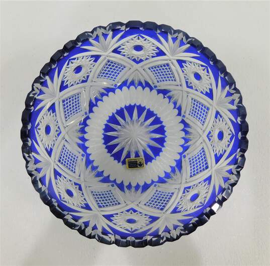 Vintage Hand Cut Cobalt Blue & Clear Crystal Decorative Bowl & Vase image number 2