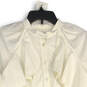 Womens White Flutter Sleeve Half Button Peplum Hem Blouse Top Size 6 image number 3