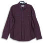 Mens Burgundy Plaid Liquid Cotton Pockets Long Sleeve Button-Up Shirt Sz XL image number 1
