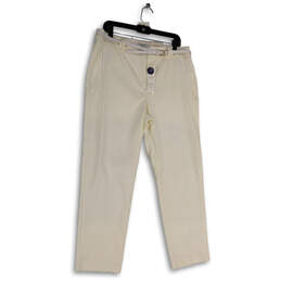 NWT Womens White Flat Front Pockets Straight Leg Dress Pants Size 14