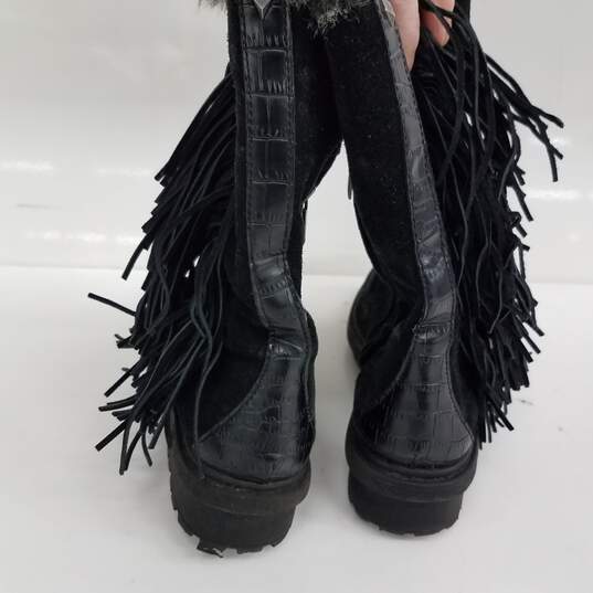 Sam Edelman Tilden Faux Fur Fringe Black Suede Boots Size 7 image number 5
