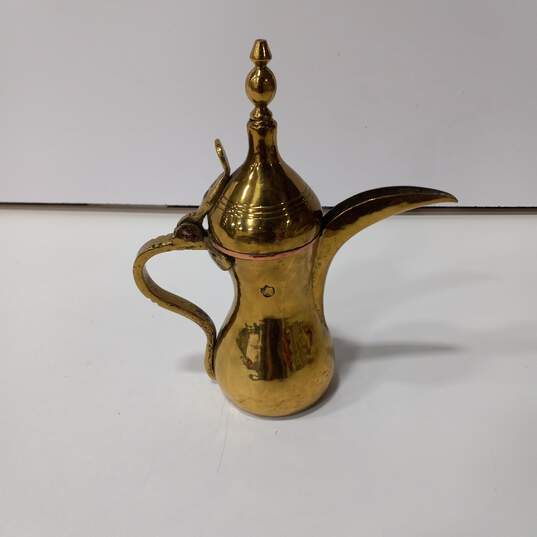 Vintage Gold Tone Copper Middle East Kettle Pot Pitcher image number 1