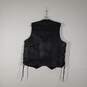 Mens Leather V-Neck Sleeveless Button Front Motorcycle Vest Size Medium image number 2