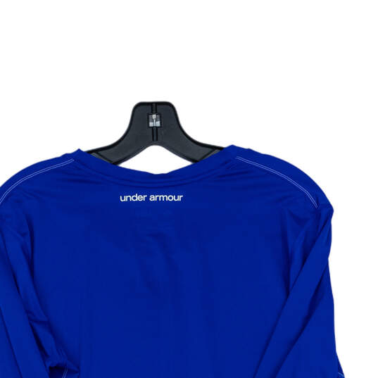 Mens Blue Heatgear Long Sleeve Crew Neck Gym Workout T-Shirt Size XL image number 4
