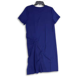Womens Blue Crew Neck Short Sleeve Twist Knot T-Shirt Dress Size M Tall alternative image