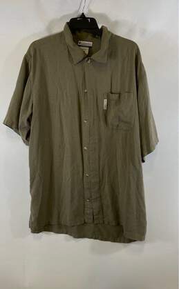 Columbia Mens Green Silk Short Sleeve Chest Pockets Button-Up Shirt Size XXL