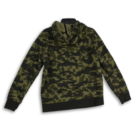 Womens Green Camouflage Drawstring Long Sleeve Pullover Hoodie Size M image number 2