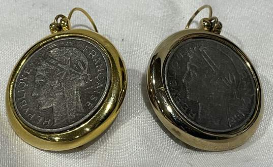 Vintage French republic Coin Dangle Earrings image number 1