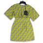 NWT Womens Green Short Sleeve Round Neck Back Zip Fit & Flare Dress Size 0 image number 1