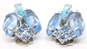 VNTG Blue & Clear Rhinestone Clip-On Earrings Necklace & Brooch 41.5g image number 3